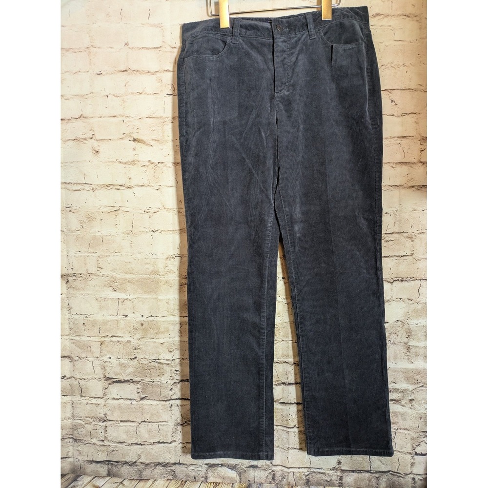 Talbots Heritage Corduroy Pants Womens 12 Petite Dark Gray Straight Leg Mid Rise